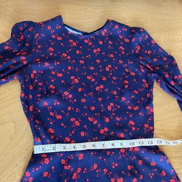 Reformation Navy and Red Zelda Floral Midi Dress w/ Thigh Split Size 2 Sold Out - Picture 9 of 16
